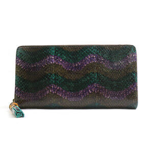Gucci zip around long wallet python leather brown green purple